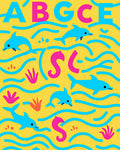 Playful Aqua Dolphins Yellow Sea Rug