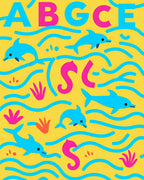 Playful Aqua Dolphins Yellow Sea Rug