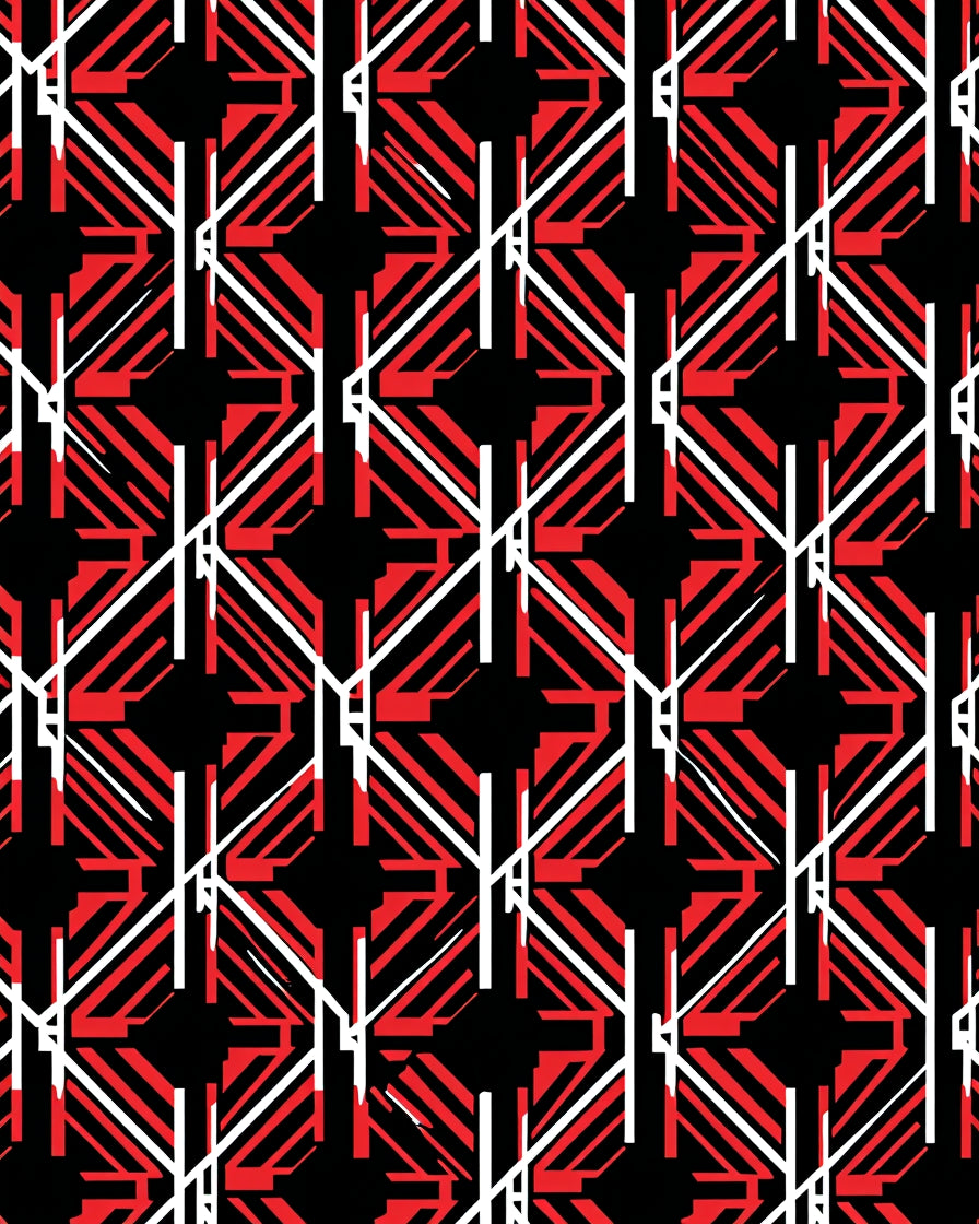 Bold Red White Geometric Abstraction Rug