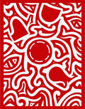 Bold Red White Abstract Organic Flow Rug