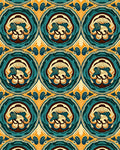 Vibrant Teal And Gold Concentric Medallion Rug