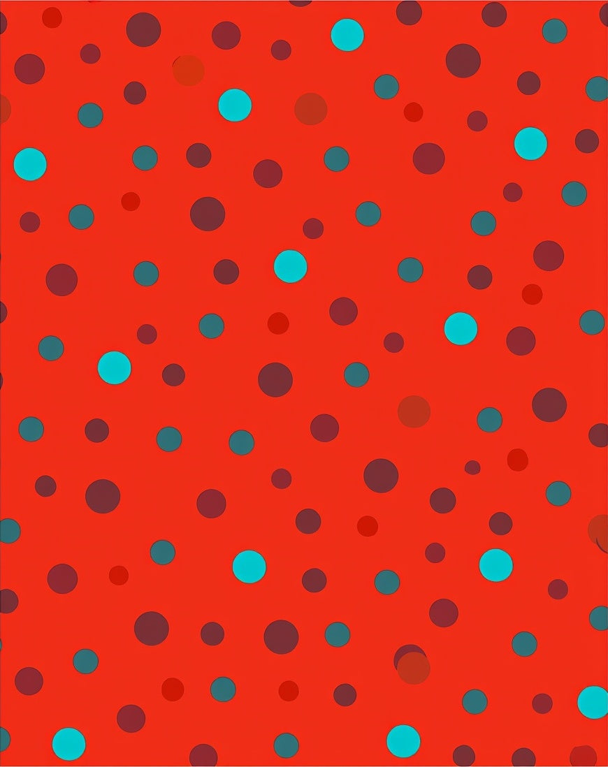 Random Red Turquoise Polka Dot Rug
