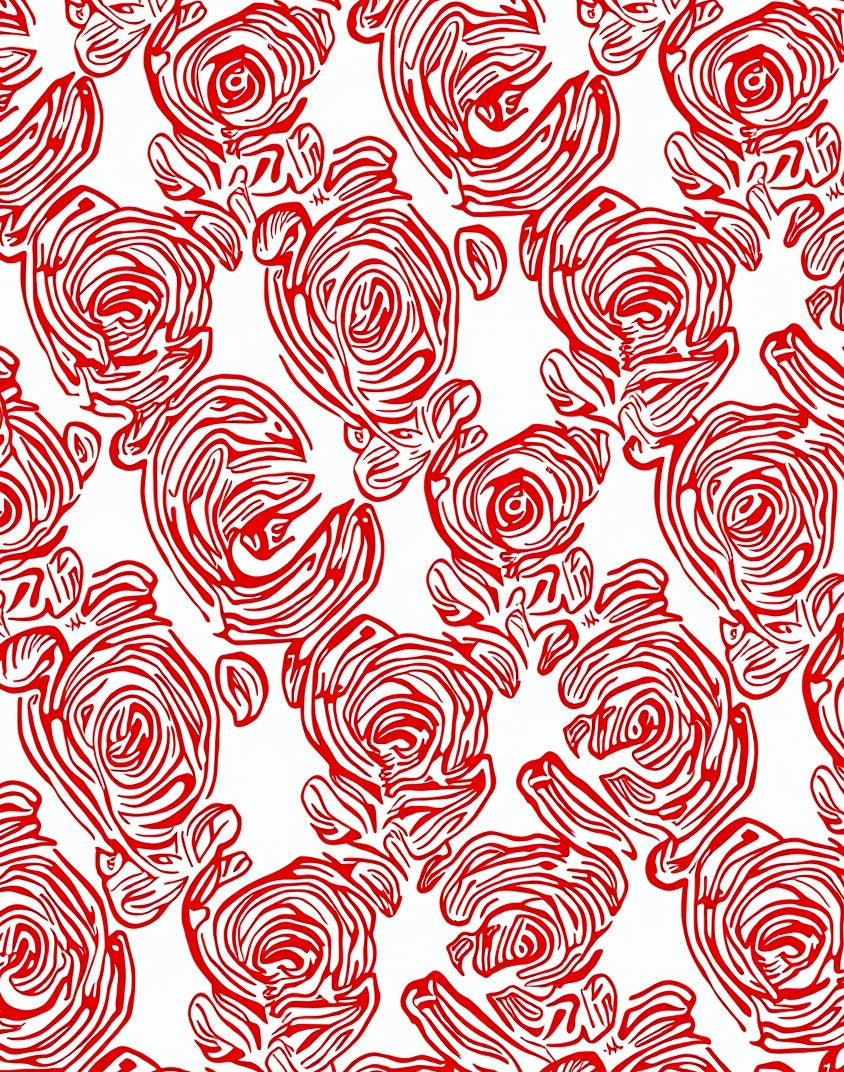 Bold Red Abstract Rose Swirl Rug