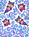 Playful Pink Critters Blue Swirls Rug