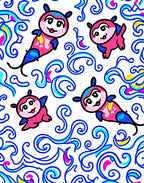 Playful Pink Critters Blue Swirls Rug