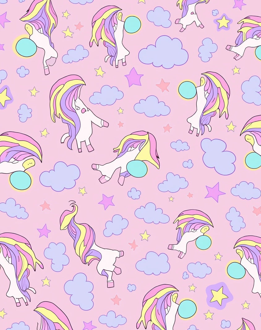 Whimsical Pastel Unicorn Cloud Stars Rug