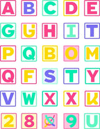 Playful Alphabet Blocks Pastel Grid Rug