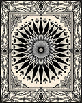 Black and Gray Sunburst Medallion Rug