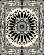 Black and Gray Sunburst Medallion Rug