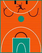 Orange Court Silhouette Runner Rug