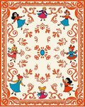 Whimsical Dancing Girls Orange Border Rug