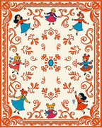 Whimsical Dancing Girls Orange Border Rug