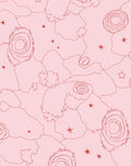Soft Pink Floral Outline Whimsical Arrangement Rug