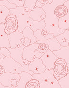 Soft Pink Floral Outline Whimsical Arrangement Rug