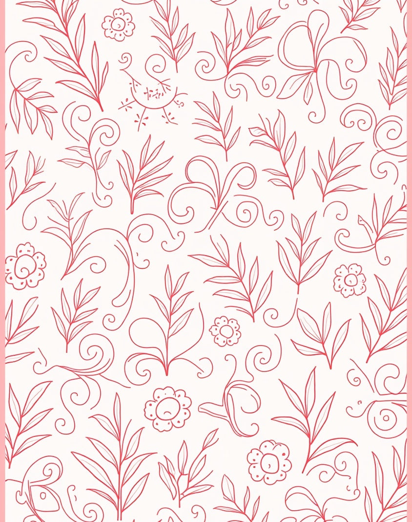 Coral Vines and Flowers Rug
