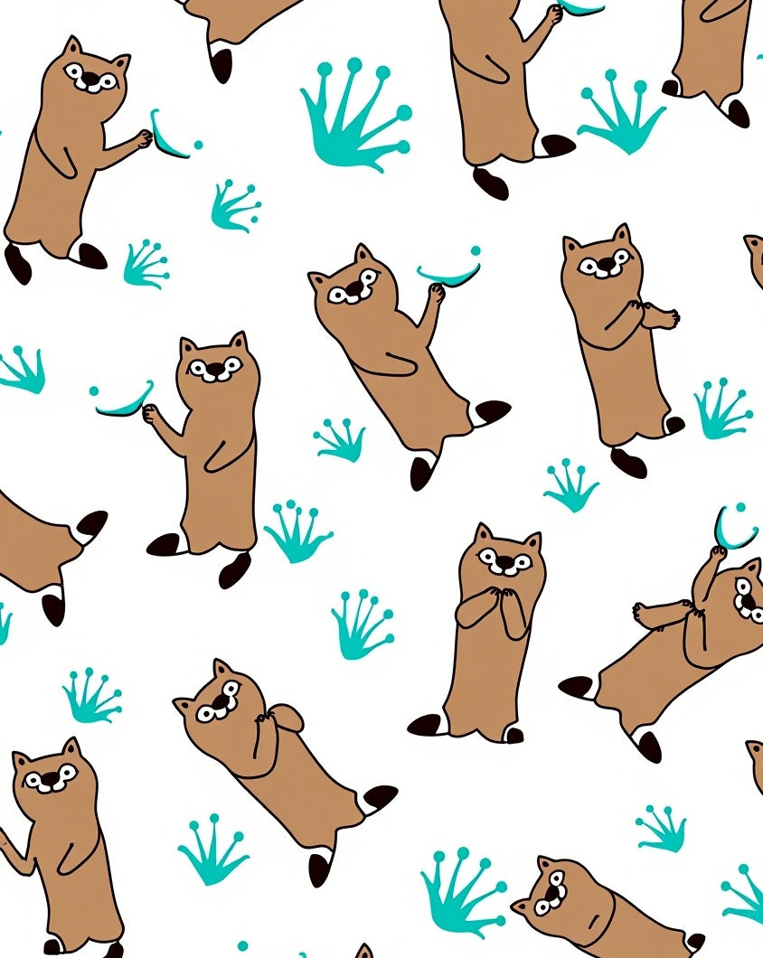 Whimsical Brown Raccoon Turquoise Sprout Rug