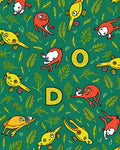 Green Yellow Red Doodle Creatures Ferns Rug