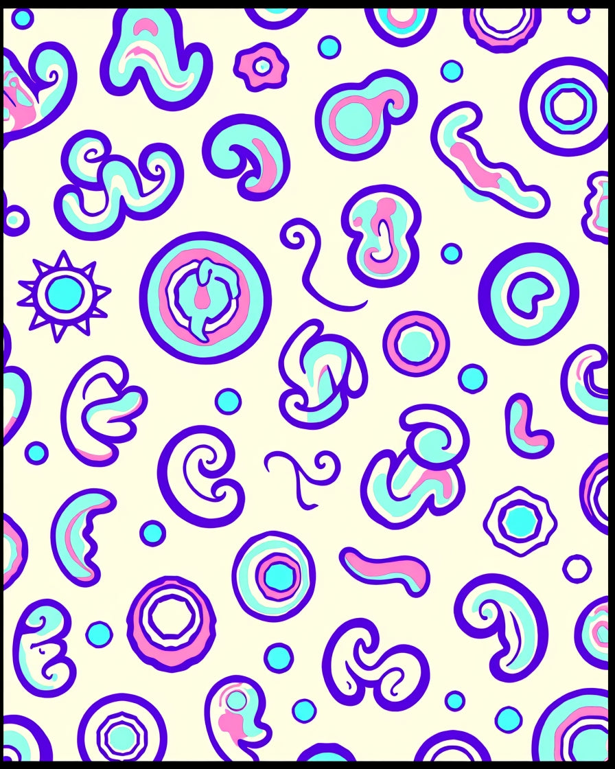 Groovy Amorphous Shapes Violet Aqua Pink Rug