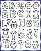 Whimsical Alphabet Creatures and Numbers Rug
