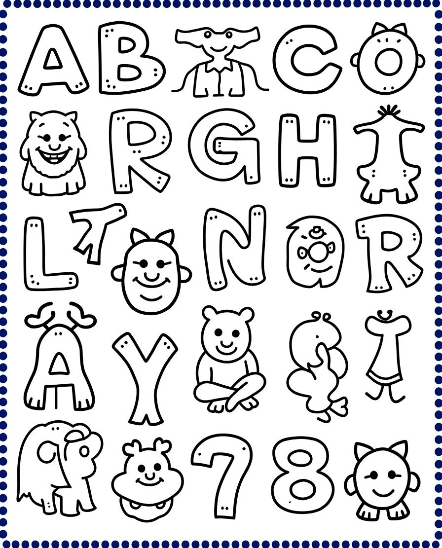 Whimsical Alphabet Creatures and Numbers Rug