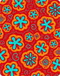 Vibrant Red Orange Floral Medley Rug
