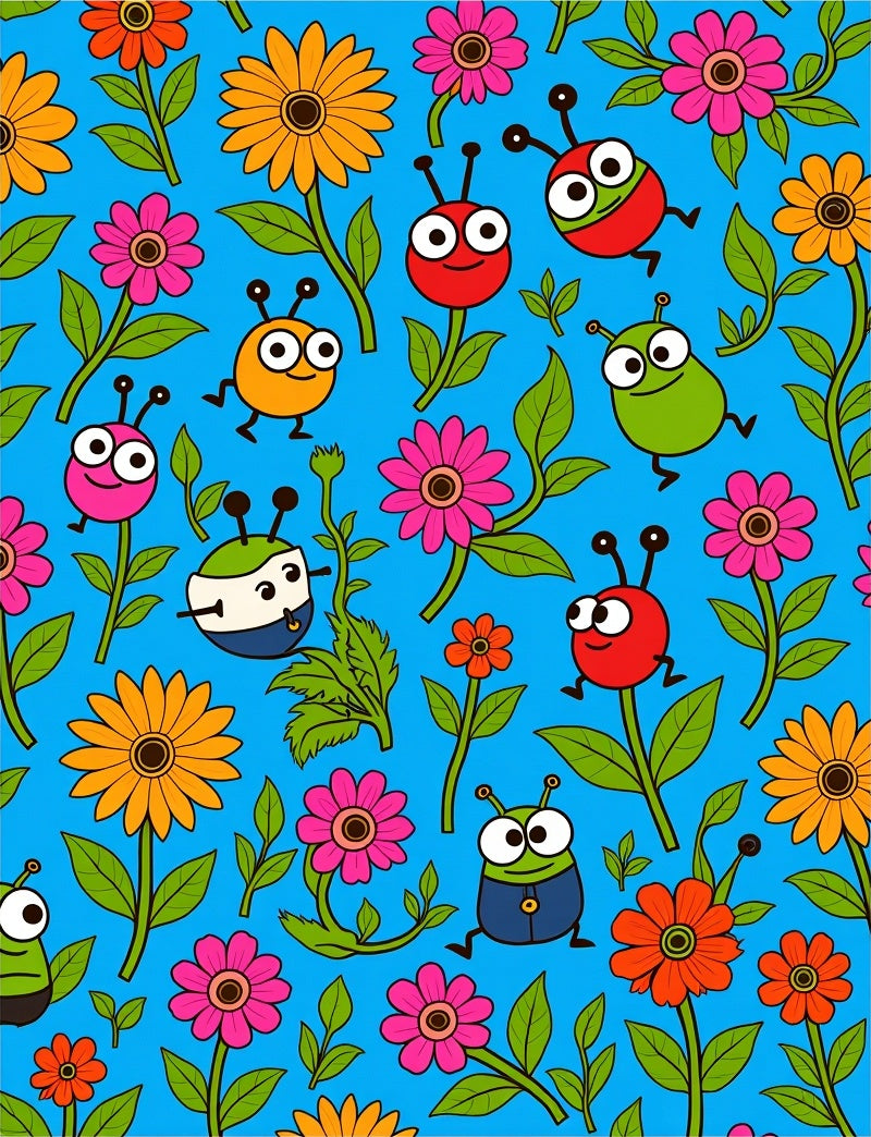 Whimsical Ladybug Flower Garden Rug