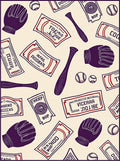 Vintage Baseball Tickets and Gloves Rug