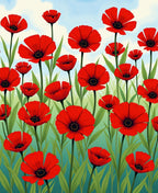 Vibrant Red Poppy Field Rug