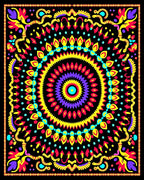 Vibrant Psychedelic Floral Mandala Rug