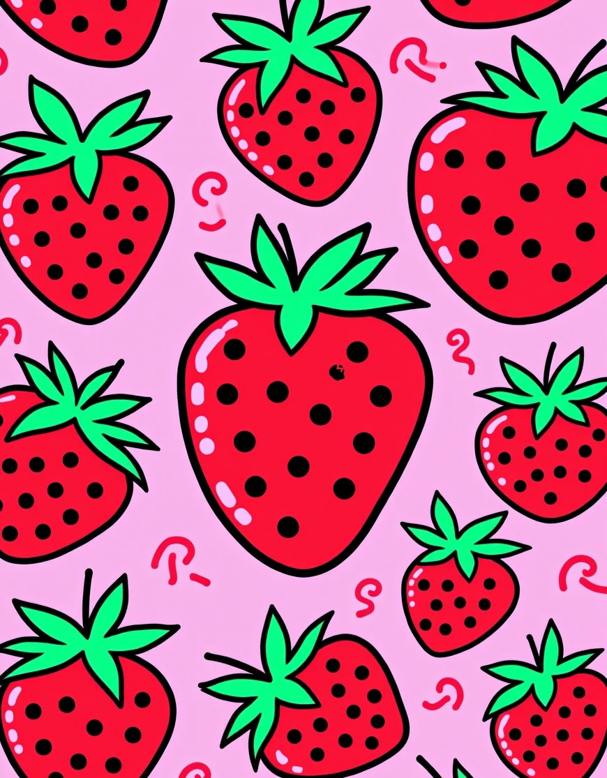 Whimsical Strawberry Patch Pink Rug