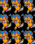 Groovy Orange Blue Pink Character Collage Rug
