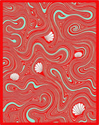 Crimson Swirl Shell Ocean Rug