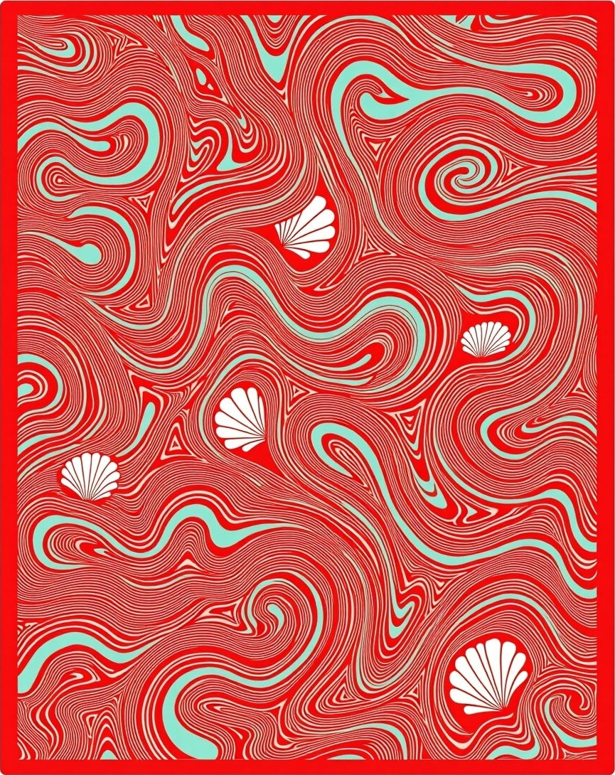Crimson Swirl Shell Ocean Rug