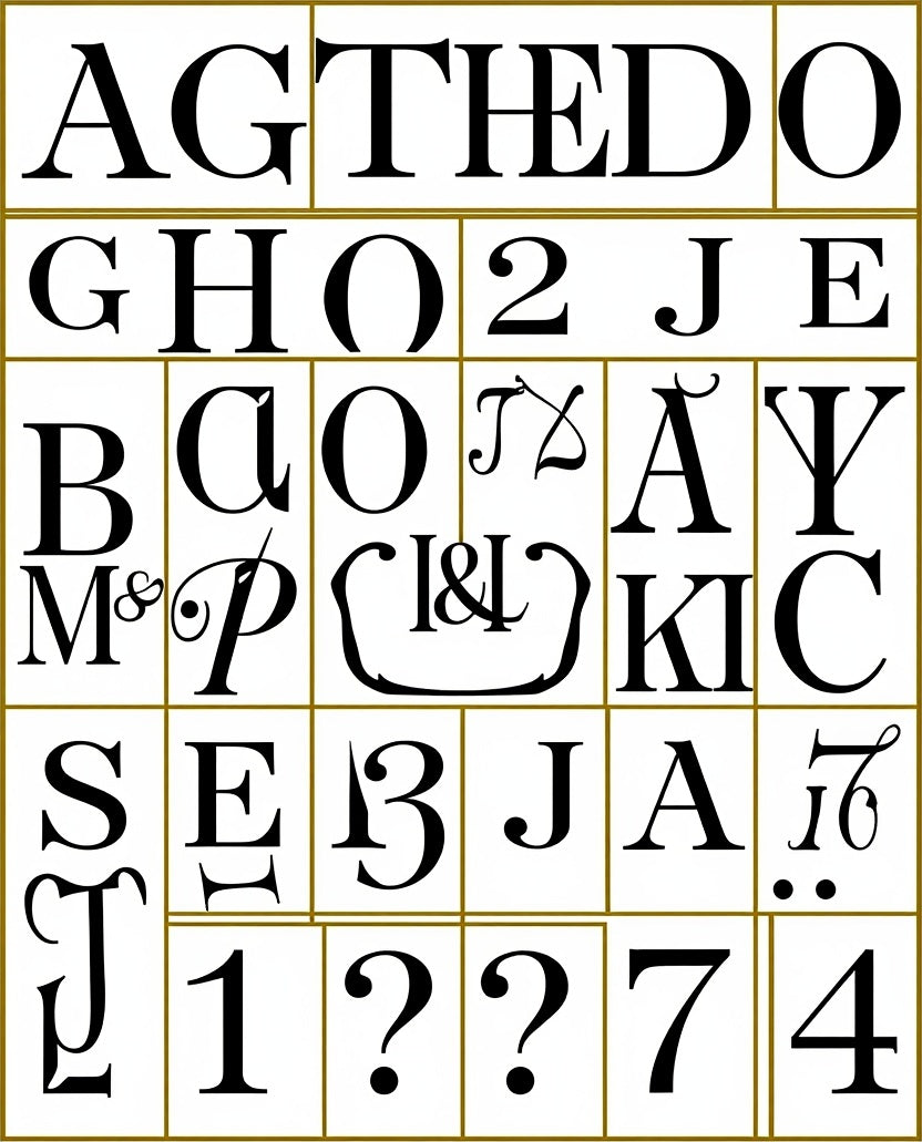 Black White Alphabet Monogram Vintage Rug