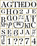 Black White Alphabet Monogram Vintage Rug