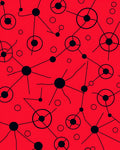 Red Black Atomic Starburst Connection Rug