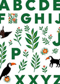Emerald Alphabet Tropical Birds Rug