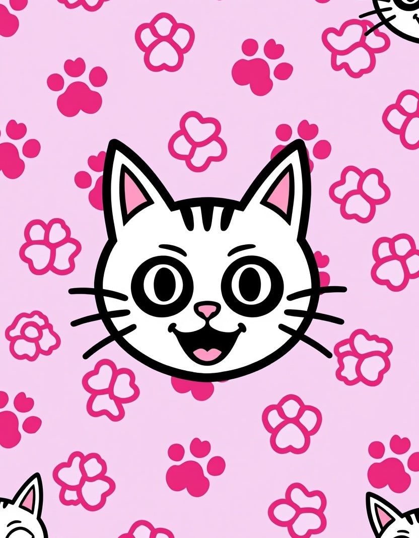 Pink Kitty Paw Cute Cartoon Rug