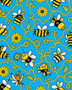 Whimsical Yellow Bee Vine Garden Rug