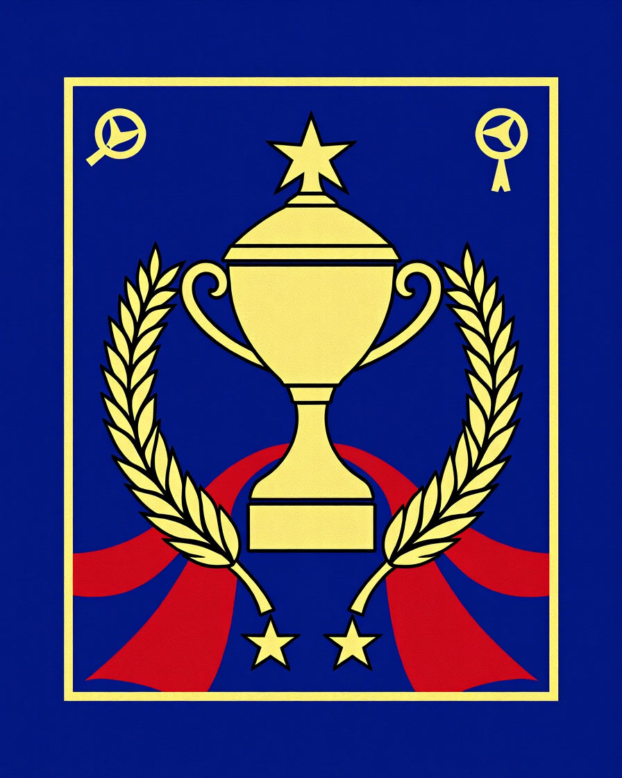 Golden Trophy Laurel Red Stars Rug