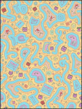 Whimsical Wavy Abstract Pastel Characters Rug