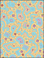 Whimsical Wavy Abstract Pastel Characters Rug