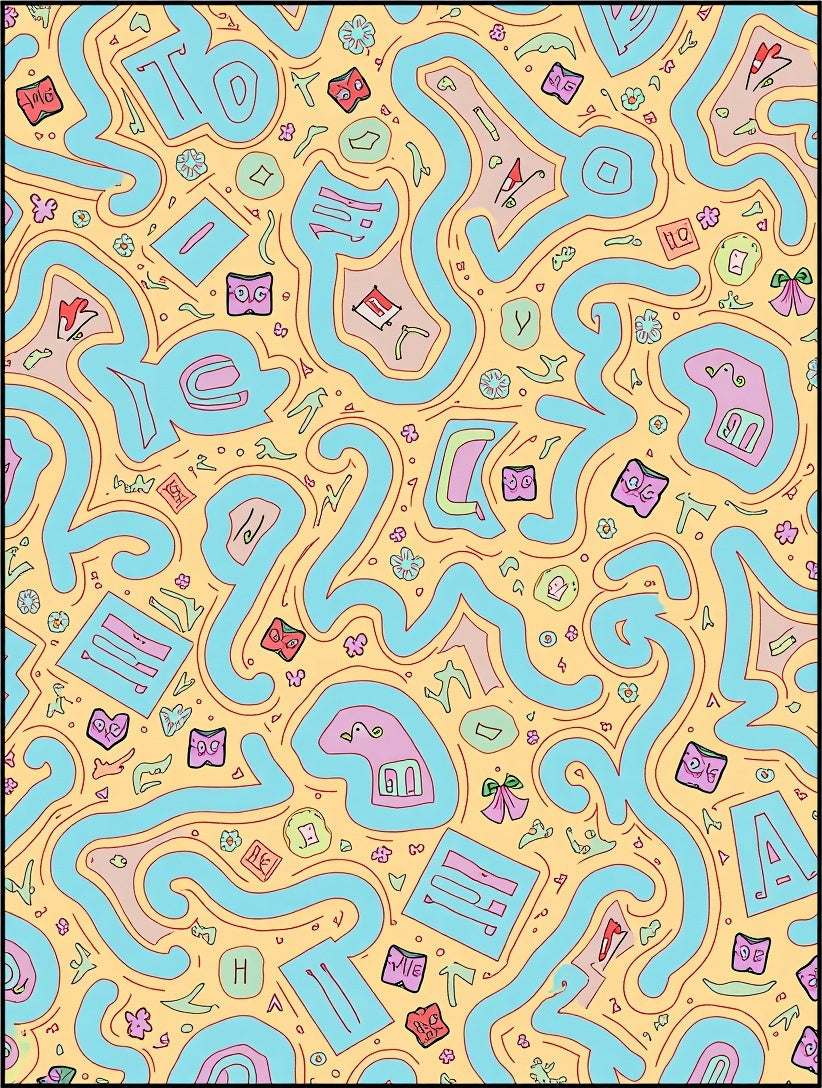 Whimsical Wavy Abstract Pastel Characters Rug