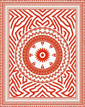 Bold Red Geometric Medallion Border Rug