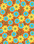 Vibrant Orange Floral With Blue Yellow Accents Rug