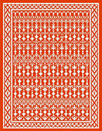 Vibrant Orange Geometric Tribal Runner Rug
