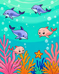 Cute Dolphin Undersea Coral Scene Rug