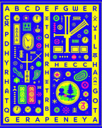 Bold Blue Yellow Alphabet Graphic Rug