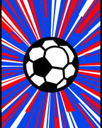 Explosive Soccer Ball Red White Blue Rays Rug