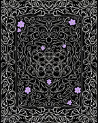 Elegant Violet Floral Vine Medallion Rug
